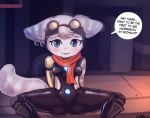  anthro blue_eyes blush dialogue english_text female lombax looking_at_viewer lumineko mammal ratchet_and_clank rift_apart_lombax solo talking_to_viewer text video_games 