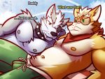  4:3 anthro beach canid canine canis clothed clothing duo eyewear fangs fox fox_mccloud male mammal nintendo nipples seaside sky star_fox sunglasses swimwear text topless ventkazemaru video_games whiskers wolf wolf_o&#039;donnell 