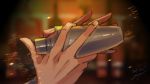  1boy bar bartender blurry blurry_background bottle cup fate_(series) goya_(xalbino) hands hector_(fate/grand_order) holding indoors light shadow shaking signature sketch solo 