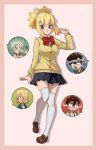  1girl alternate_costume bangs bletisan blonde_hair blood blue_eyes blush brown_eyes brown_hair cardigan chrome_(dr._stone) collared_shirt deviantart dr._stone eyebrows_visible_through_hair ginro_(dr._stone) glasses gradient_hair green_eyes green_hair hachimaki hair_between_eyes hair_over_one_eye headband ishigami_senkuu kinro_(dr._stone) kohaku_(dr._stone) loafers multicolored_hair necktie nejiri_hachimaki nosebleed open_mouth pleated_skirt ponytail red_eyes school_uniform shirt shoes short_hair skirt smile spiked_hair steam_from_ears sweater_vest thighhighs two-tone_hair uniform white_hair 