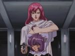  1990s_(style) 2girls agent_aika aika_(series) aiming aiming_at_viewer animated animated_gif ass bangs black_delmo black_delmo_leader black_jacket black_skirt blue_eyes blush bob_cut breasts carrying carrying_over_shoulder cleavage closed_eyes covered_nipples cravat crotch_seam delmogeny_uniform dress drooling eyebrows_visible_through_hair grabbing gun hand_on_another&#039;s_thigh hand_on_ass handgun holding holding_gun holding_weapon indoors jacket juliet_sleeves large_breasts long_hair long_sleeves medium_breasts multiple_girls neena_hagen panties pantyshot pink_hair pistol pleated_skirt puffy_sleeves purple_hair red_lips red_neckwear saliva screencap short_hair skirt spanking standing thighhighs thighs unconscious underwear uniform weapon white_legwear white_panties yuri 