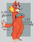  &lt;3 2020 animal_crossing anthro audie_(animal_crossing) big_breasts blonde_hair breasts canid canine canis dialogue english_text eyewear eyewear_on_head female fur genitals hair hi_res leg_markings looking_at_viewer mammal markings mostly_nude motion_lines navel nintendo orange_body orange_fur pussy signature simple_background socks_(marking) solo standing sunglasses sunglasses_on_head tailwag text tingtongten video_games white_body white_fur wolf 