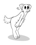  ambiguous_gender anthro big_pawpads canid canine canis caty cute_eyes cute_face domestic_dog eledensfw female fluffy fluffy_tail handpaw hi_res mammal monochrome nude paws simple_background simple_shading solo 