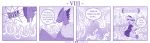  4koma ambiguous_gender anthro braver_(character) clothing comic dialogue dragon duo english_text feral hi_res kobold mask monochrome purple_theme text vavacung 