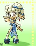  anthro bovid breasts brown_eyes caprine clothing eamze ear_piercing ear_ring fan_character female footwear fur hair hooves leyta looking_at_viewer looking_back mammal piercing ponytail sandals sheep smile solo sonic_the_hedgehog_(series) tied_skirt tube_top white_body white_fur wool_(fur) 