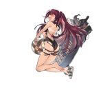  1girl alternate_costume ass ball bare_legs bare_shoulders barefoot beachball black_swimsuit braid closed_eyes crown_braid duoyuanjun from_side full_body girls_frontline hair_ribbon kneeling long_hair official_art one-piece_swimsuit one-piece_tan open_mouth ponytail purple_hair ribbon sandals sideways_mouth solo swimsuit tan tanline thigh_strap torn_clothes torn_swimsuit transparent_background very_long_hair wa2000_(girls_frontline) wedge_heels wince 