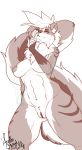  absurd_res acethebigbadwolf anthro big_breasts breasts digital_media_(artwork) female genitals hi_res long_tail mammal mephitid neck_tuft nemissa nipples pussy sketch skunk solo stripes tuft wide_hips 