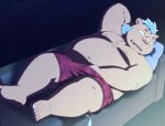  2020 anthro belly clothing furniture gouryou kemono lying male mammal moobs nipples overweight overweight_male penta002 sofa solo suid suina sus_(pig) tokyo_afterschool_summoners underwear video_games wild_boar 