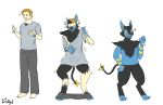  &lt;3 2020 barefoot blue_body blue_fur bottomwear braixen clothing diethyl digitigrade fur hi_res hybrid lucario luxray male naturally_censored nintendo pants pok&eacute;mon pok&eacute;mon_(species) sequence shirt shrinking simple_background smile solo spikes standing tail_growth topwear transformation video_games white_background yellow_eyes 