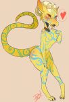  &lt;3 ambiguous_gender anthro anza_shattergaze blush choker claws curved_horn digitigrade eyelashes flat_chested hi_res horn jewelry kobold necklace nude open_mouth orange_eyes punkcroc simple_background solo wide_hips 