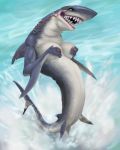  4:5 antar_dragon anthro breasts female fish hi_res marine nipples non-mammal_breasts nude shark smile solo teeth 