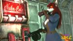  16:9 anthro bethesda_softworks big_breasts breasts brown_body brown_fur canid canine fallout female fox fur gun hair hi_res long_hair mammal nuka-cola orange_body orange_fur ranged_weapon red_fox red_hair senthaurekmern shotgun solo solo_focus vault vault_suit video_games warfaremachine watermark weapon white_body white_fur wide_hips widescreen 