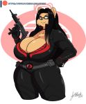  amara_(jwinkz) anthro baroness_(g.i._joe) breasts cleavage clothed clothing cosplay curvy_figure female g.i._joe_(hasbro) gun hair hasbro jwinkz mammal ranged_weapon smile solo thick_thighs ursid voluptuous weapon wide_hips 