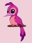  2020 alien angry_hamster avian disney experiment_(lilo_and_stitch) feathers hi_res hunkahunka lilo_and_stitch looking_at_viewer perched pink_background pink_beak purple_body purple_eyes purple_feathers signature simple_background solo 