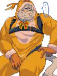  bell christmas costume eyewear feline fur harness holidays ituduki_aaa lion male mammal monocle muscular muscular_male onesie snow_(tas) tokyo_afterschool_summoners unamused white_fur white_lion 