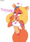  absurd_res accessory activision anthro bandicoot blush braces clothing coco_bandicoot collar crash_bandicoot_(series) dialogue dongitos female headband hi_res looking_pleasured mammal marsupial navel navel_piercing panties piercing shirt simple_background solo tongue tongue_out topwear underwear video_games white_background wide_eyed wide_hips 