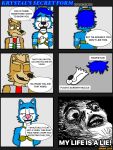  3:4 anthro bra breasts canid canine clothing comic dinosaur_planet disguise domestic_cat duo english_text felid feline felis female fox fox_mccloud fur hair hi_res krystal male mammal nintendo rage_comic sad speech_bubble star_fox starfox_adventures surprised_look text topwear toupee underwear vest video_games xoring 