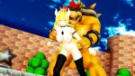  16:9 3d_(artwork) alternate_species animal_humanoid anthro balls big_breasts blush bowser bowsette_meme breasts crossgender crown digital_media_(artwork) duo erection female genitals humanoid humanoid_on_anthro humanoidized koopa male malicekira mario_bros meme muscular muscular_male nintendo nude penis scalie selfcest sex smile solo spiked_penis spikes square_crossover super_crown video_games widescreen 