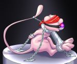  ambiguous_gender ball_gag chain chained chained_up gag gagged hi_res legendary_pok&eacute;mon metal mew nintendo pok&eacute;mon pok&eacute;mon_(species) raptorroper shackles solo video_games 