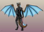  2020 absurd_res anthro biped black_eyebrows blue_body blue_eyes blue_fur blue_hair blue_tail blue_wings brown_body brown_fur brown_hair brown_tail bulge canid canine canis clothed clothing collar digital_media_(artwork) digitigrade dragon eleode erection erection_under_clothing eyebrows front_view fur genital_outline genitals grey_background grey_horn hair hi_res holding_object holding_penis horn hybrid leash looking_at_viewer male mammal membrane_(anatomy) membranous_wings multicolored_body multicolored_fur multicolored_hair multicolored_tail penis penis_outline red_body red_fur red_nose red_tail rubber rubber_suit short_hair simple_background smile smirk solo standing tight_clothing two_tone_hair wings wolf 