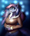  breasts canid canine clothed clothing coat coffee_mug female fully_clothed mammal solo tagme thony_dog topwear 