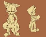  2_tails aged_down anthro blush breath canid canine canis clothed clothing custom_character_(sonic_forces) erection fox genitals hairgrape looking_at_another male male/male mammal masturbation miles_prower multi_tail panting penis simple_background solo sonic_forces sonic_the_hedgehog_(series) wolf 
