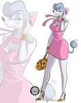  anthro canid canine canis clothing disney domestic_dog dress female footwear georgette_(disney) hi_res high_heels jewelry mammal mastermindsconnect oliver_and_company pink_clothing pink_dress seductive shoes simple_background solo 