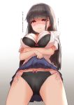  bra breast_hold cameltoe open_shirt pantsu seifuku skirt_lift tan_(kiriya0752) 