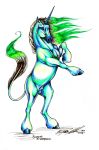  anthro equid equine horn male mammal on_hind_legs pose rearing_up rose_(disambiguation) rose_moonfeather simple_background solo unicorn 