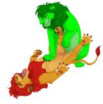  aged_up anal anal_penetration disney duo felid feral fur genitals green_body green_fur green_mane grin hi_res kion lion looking_pleasured malaika4 male male/male mammal mane pantherine paw_on_chin penetration penis smile the_lion_guard the_lion_king 