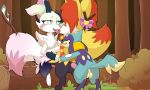  anal anal_penetration anus baby_pok&eacute;mon balls biped bodily_fluids braixen butt digital_media_(artwork) erection fan_character female female_penetrated forest fusion genital_fluids genitals group group_sex hi_res hybrid inner_ear_fluff kissing male male/female male/male male_penetrated male_penetrating male_penetrating_male nintendo open_mouth penetration penis pok&eacute;mon pok&eacute;mon_(species) pok&eacute;mon_fusion riolu riozel sallandril sex smile standing threesome tongue tongue_out tree tuft vaginal vaginal_penetration video_games 