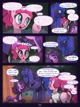  3:4 animal_genitalia animal_penis anus blush butt comic crossgender dialogue english_text equid equine_penis erection female feral friendship_is_magic genitals hi_res larger_male male male/female mammal my_little_pony penis pinkie_pie_(mlp) princess_luna_(mlp) pussy size_difference smaller_female syoee_b text twilight_sparkle_(mlp) 