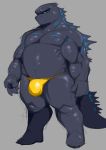  anthro belly berseepon09 biceps bulge clothing godzilla godzilla_(series) hi_res kaiju looking_at_viewer male reptile scales scalie solo standing toho yellow_clothing 