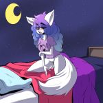  amhidden canid canine clothing female fox genitals hair hi_res mammal purple_hair pussy 