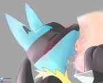  5:4 ambiguous_gender balls blush bodily_fluids canid canine duo eyes_closed faceless_male genitals hi_res human interspecies lucario male male/ambiguous mammal morgenergy nintendo oral penis pok&eacute;mon pok&eacute;mon_(species) pok&eacute;philia saliva sex solo_focus tongue video_games 