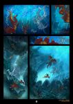  air_bubbles anthro comic dragon group hi_res humanoid_genitalia male raghan rock scalie swimming tanukiruno text underwater url water wings 