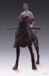  canid canine canis dane_cozens dobermann domestic_dog from_behind_position gun human mammal mount mounting pinscher ranged_weapon rider riding riding_on_back saddle sex shotgun weapon 