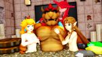  16:9 3d_(artwork) anthro blonde_hair blue_eyes bowser breasts breath_of_the_wild coin collar digital_media_(artwork) female hair human humanoid humanoid_pointy_ears hylian koopa male malicekira mammal marine mario_bros money muscular muscular_male nintendo nipples nude prince_sidon princess_peach princess_zelda rupee scalie smile the_legend_of_zelda video_games widescreen zora 