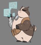  anthro badger badgerclops belly cartoon_network cybernetics cyborg drawnbydaniel eye_patch eyewear hi_res hud machine male mammal mao_mao:_heroes_of_pure_heart missing_arm mustelid musteline overweight overweight_male robotic_arm solo 