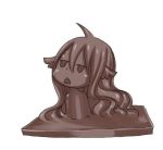  1girl ahoge chocolate fairy_tail hair_between_eyes long_hair mashima_hiro mavis_vermilion official_art open_mouth simple_background solo upper_body wavy_hair white_background 