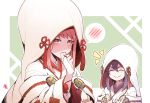  2girls blue_hair bride closed_eyes closed_mouth fire_emblem fire_emblem_fates fire_emblem_heroes highres hood hood_up japanese_clothes kimono long_sleeves multiple_girls nakabayashi_zun oboro_(fire_emblem) pink_eyes pink_hair sakura_(fire_emblem) smile 