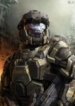  assault_rifle bail bullpup close-up dated gun halo_(game) helmet holding holding_gun holding_weapon looking_up ma5 original photoshop_(medium) power_armor rifle solo spartan_(halo) visor weapon 