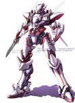  arx-8_laevatein character_name clenched_hand full_metal_panic! holding holding_knife knife lin+ looking_down mecha no_humans redesign solo white_background yellow_eyes 