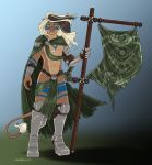  2019 abs anthro armor banner barbarian belly belt black_hair blowing_hair bodypaint bracers brooch brown_body brown_fur brown_hair cape clothing countershade_face countershade_torso countershading dark_hair digitigrade eyebrows felid full-length_portrait fur gradient_background greaves green_cape hair hi_res highlights_(coloring) holding_object jaycen keisha_makainn lion loincloth long_hair looking_at_viewer male mammal melee_weapon mouth_closed navel pantherine pecs platinum_blonde platinum_blonde_hair platinum_hair portrait simple_background slit_pupils solo spaulders sword tail_tuft tan_belly tuft war_paint warpaint warrior weapon white_eyebrows wind_in_hair woad yellow_eyes 