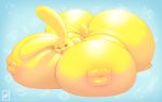  anthro big_breasts big_butt breasts butt female feral lagomorph leporid mammal marshmallow nipple_mouth obese overweight rabbit solo walter_sache 