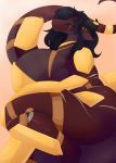  anthro armor big_breasts black_sclera breasts clothed clothing dragon female hi_res huge_breasts looking_at_viewer sitting skarlett_cynder solo xenochelle yellow_eyes 