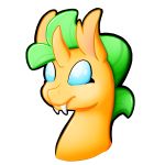  1:1 alpha_channel arthropod blue_eyes bug_horse changeling clover demon_ascended equid equine feral friendship_is_magic green_hair hair headshot_portrait hybrid lucky_bug lucky_clover male mammal my_little_pony orange_body portrait reformed_changeling solo teeth 