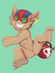  3:4 absurd_res bomb explosives eyewear goggles grin hi_res league_of_legends male mammal mousecat riot_games smile solo spread_legs spreading video_games yordle ziggs_(lol) 