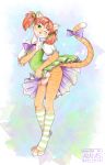  2020 4_toes 5_fingers absurd_res anthro araivis-edelveys clothed clothing crossdressing digital_media_(artwork) digitigrade domestic_cat dress felid feline felis fingers green_eyes hair hi_res male mammal orange_hair smile solo toes 