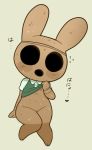  animal_crossing animate_inanimate anthro blush clothing_lift coco_(animal_crossing) eyeless female gyroid lagomorph leporid mammal nintendo rabbit sarikyou solo toony video_games 